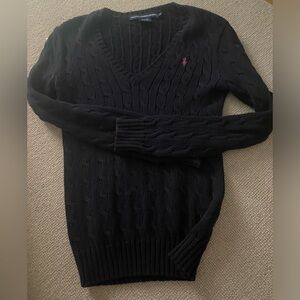 Ralph Lauren Womens Navy Sweater V- Neck